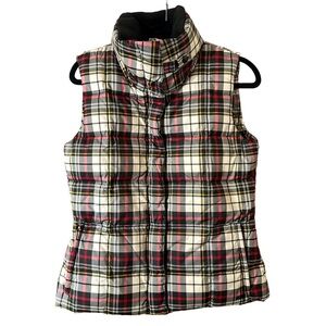Eddie Bauer Women's Goose Down Plaid Puffer Vest 700 Fill Power Sz Small Warm